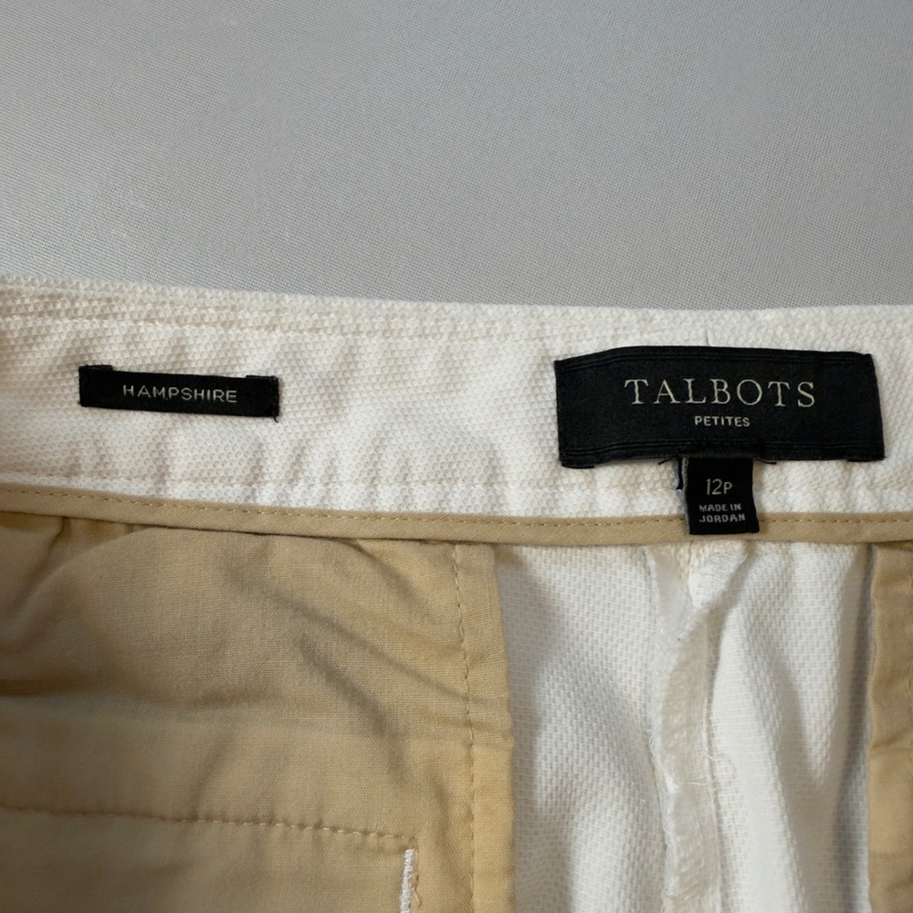 Talbots Hampshire Petites White Textured Ankle Pants 12P Cotton Blend Straight - Picture 6 of 10
